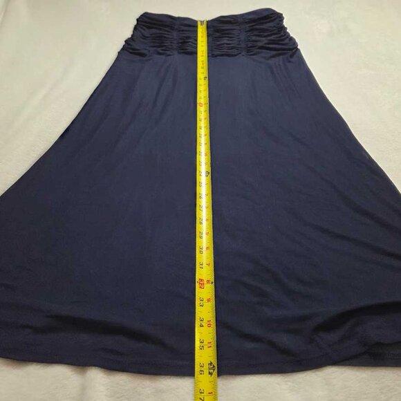 New M Maeve x Anthropologie Ruched yoke column maxi skirt in Navy Storm - Picture 9 of 9